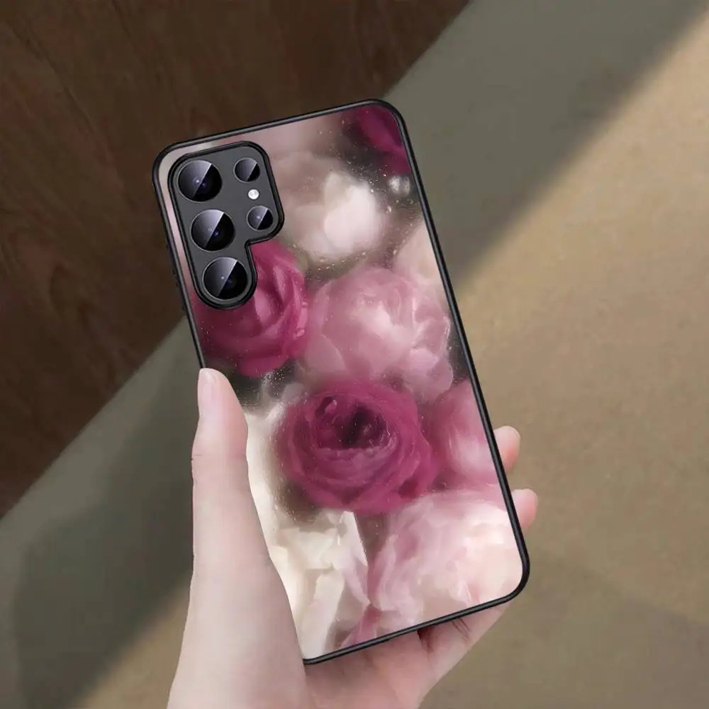 Funda de teléfono estética rosa Floral peonía flor para Samsung S25 S23 S24 FE S22 S20 S21 S10 S9 Plus lite Ultra FE S30 Note 20 10