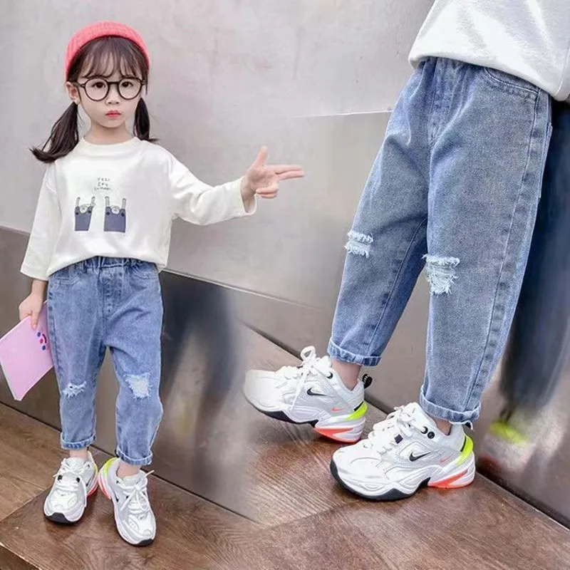 2023 New Spring And Autumn Girls Jeans Baby Girls Super Soft Jeans Girls Fashion Trousers Childrens Pants 2 3 4 5 5 7 T