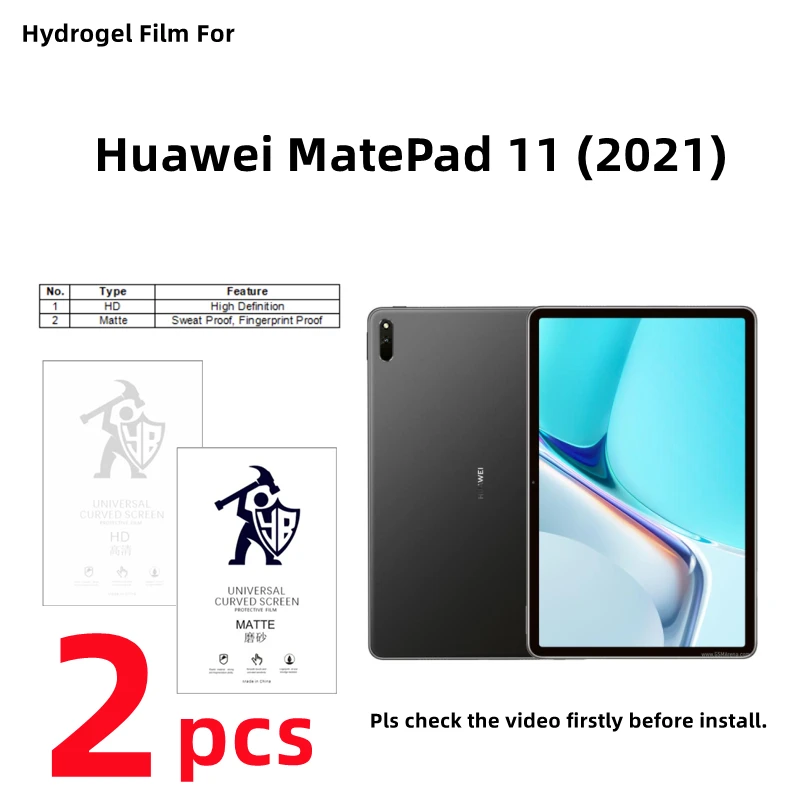 

2pcs HD Hydrogel Film For Huawei MatePad 11 2021 Matte Screen Protector For MatePad 11 (2021) Clear/Frosted Full Cover Protect