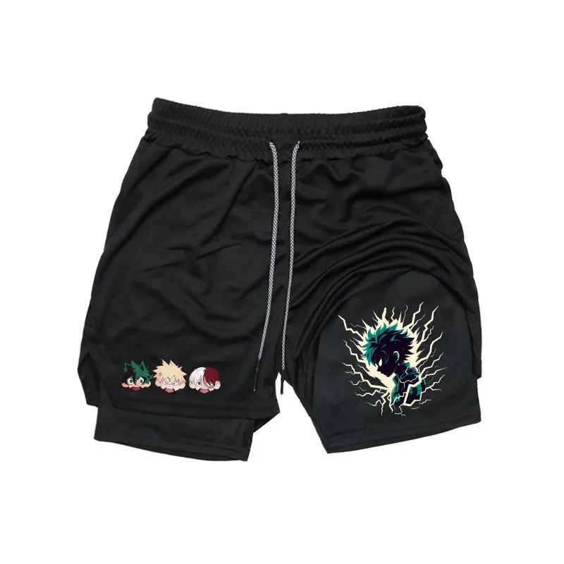 

Izuku Midoriya Performance Shorts Men 2in1 Running Compression Shorts Training Yoga Gym Sportswear Workout Shorts with Pockets