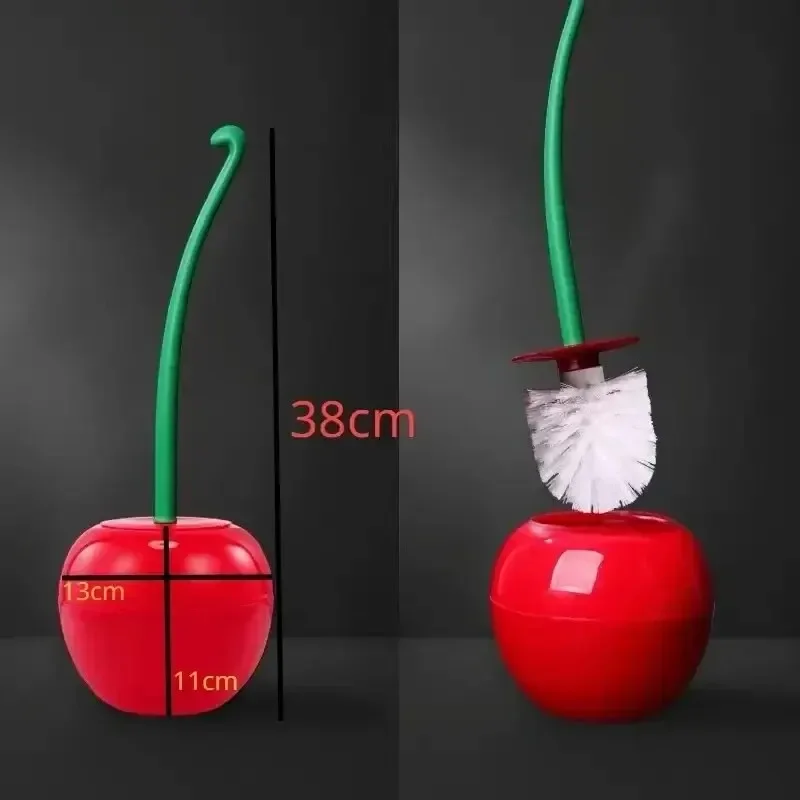 1 unidad de escobilla de baño roja, creativa, encantadora forma de cereza, juego de soporte para escobilla de baño, soporte para baño, accesorios de limpieza