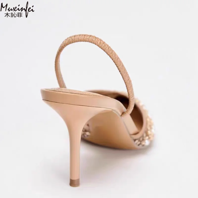 Damenschuhe, Sommer 2026 Neuheit, High Heels, Spitze Pailletten, Perlenbesetzte Business-Mode, Damen-Mueller-Schuhe – Detail 5