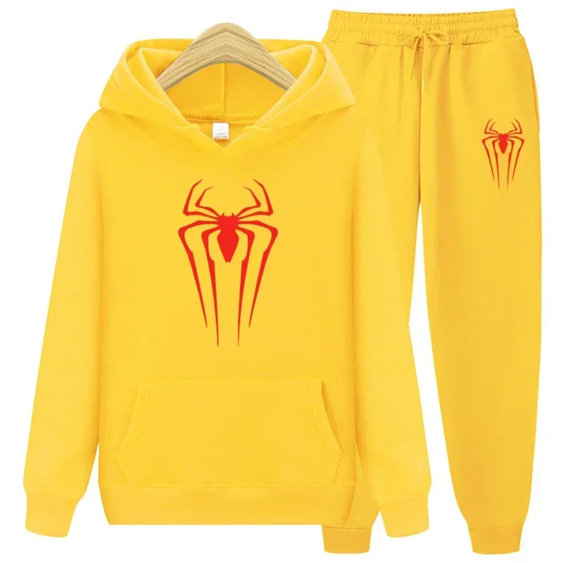 Spring  Autumn Extraordinary Spider Sportswear Men's 2-piece Sweatshirt+Sweatpants Sportswear Hoodie Casual Men Hoodie Sets