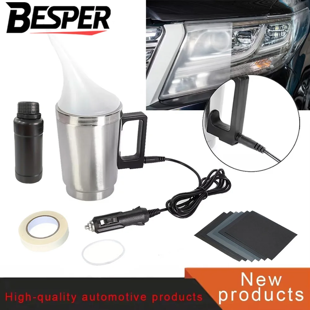 Heating Atomizing Cup Car Headlight Polish Repair Tool Restoration Liquid Polymer Headlamp Renovation Repair Clean Kit