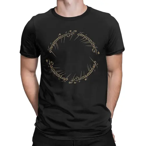 Imagen 2 del producto Camiseta con inscripción de un anillo L-Lords Of The R-Rings para hombre, Camiseta de algodón puro, camiseta con cuello redondo, ropa de manga corta, regalo