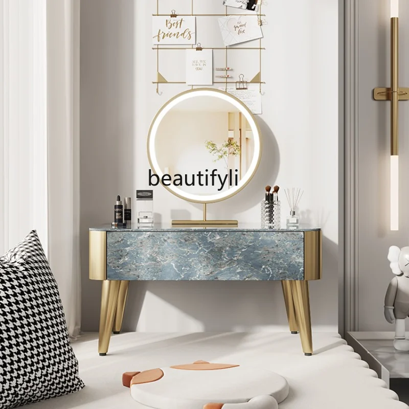 Light Luxury Stone Plate Bay Window Dressing Table Bedroom Modern Minimalist Small Makeup Table Balcony Dresser