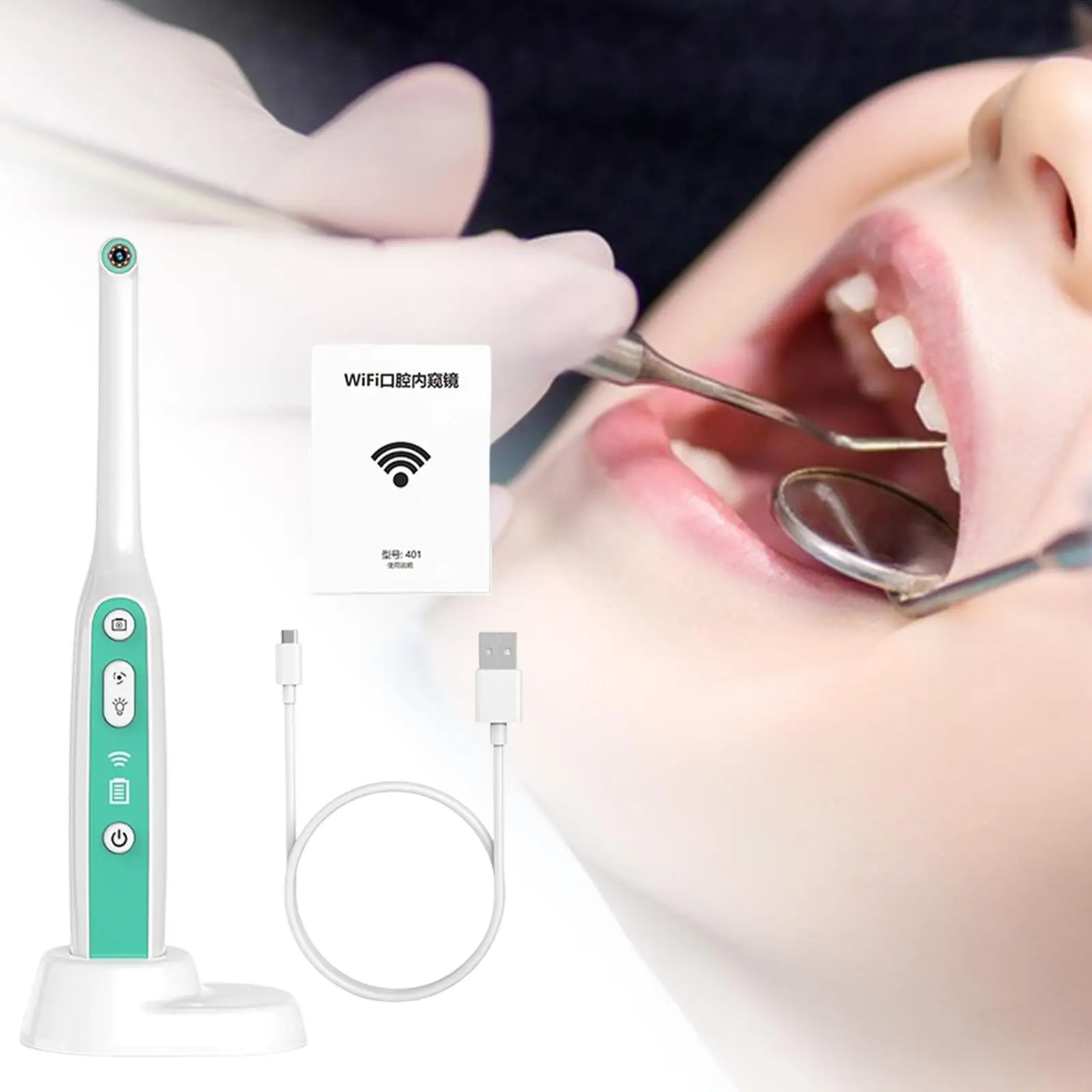 Kamera Intraoral 8 lampu LED pencitraan Digital Visual pintar dapat diisi ulang