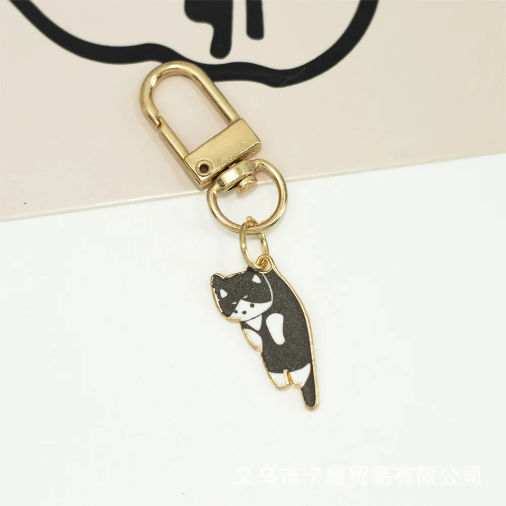 Cute Happy Kittens Keychain Stainless Steel Animal Key Chain Creative Cat Pendant for Women Car Keyring Purse Bag Accessories