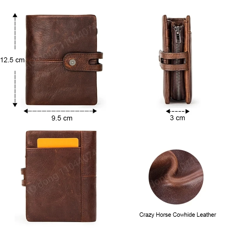 Yao Dong RFID Blocking Men Wallets Crazy Horse Leather Short Coin Purse Hasp Design Wallet Cow Leather Clutch Wallets Carteiras