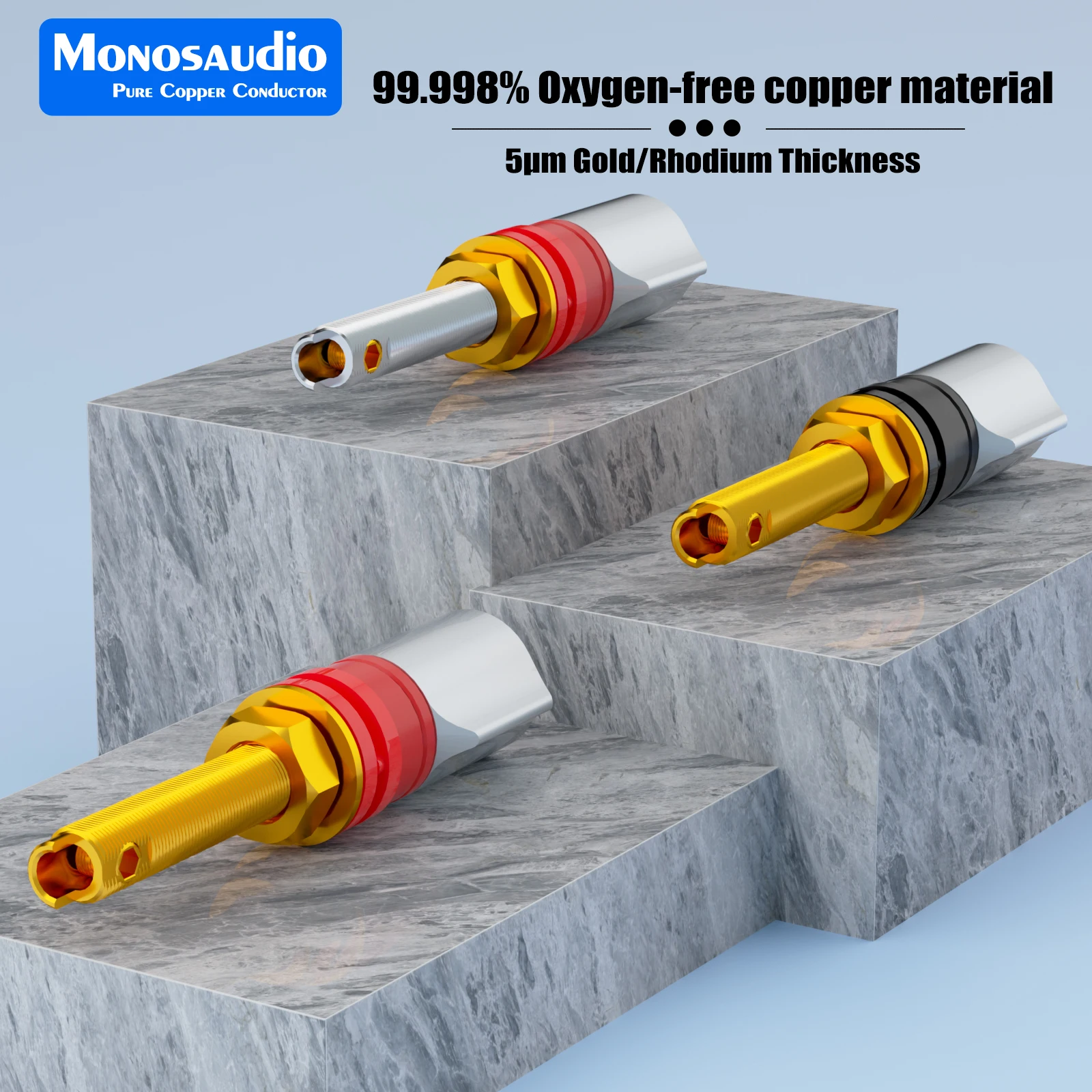 Monosaudio BP652G/R Oxygen-free copper Gold/Rhodium Plated Binding Posts for audio Amplifter Termainl Plug