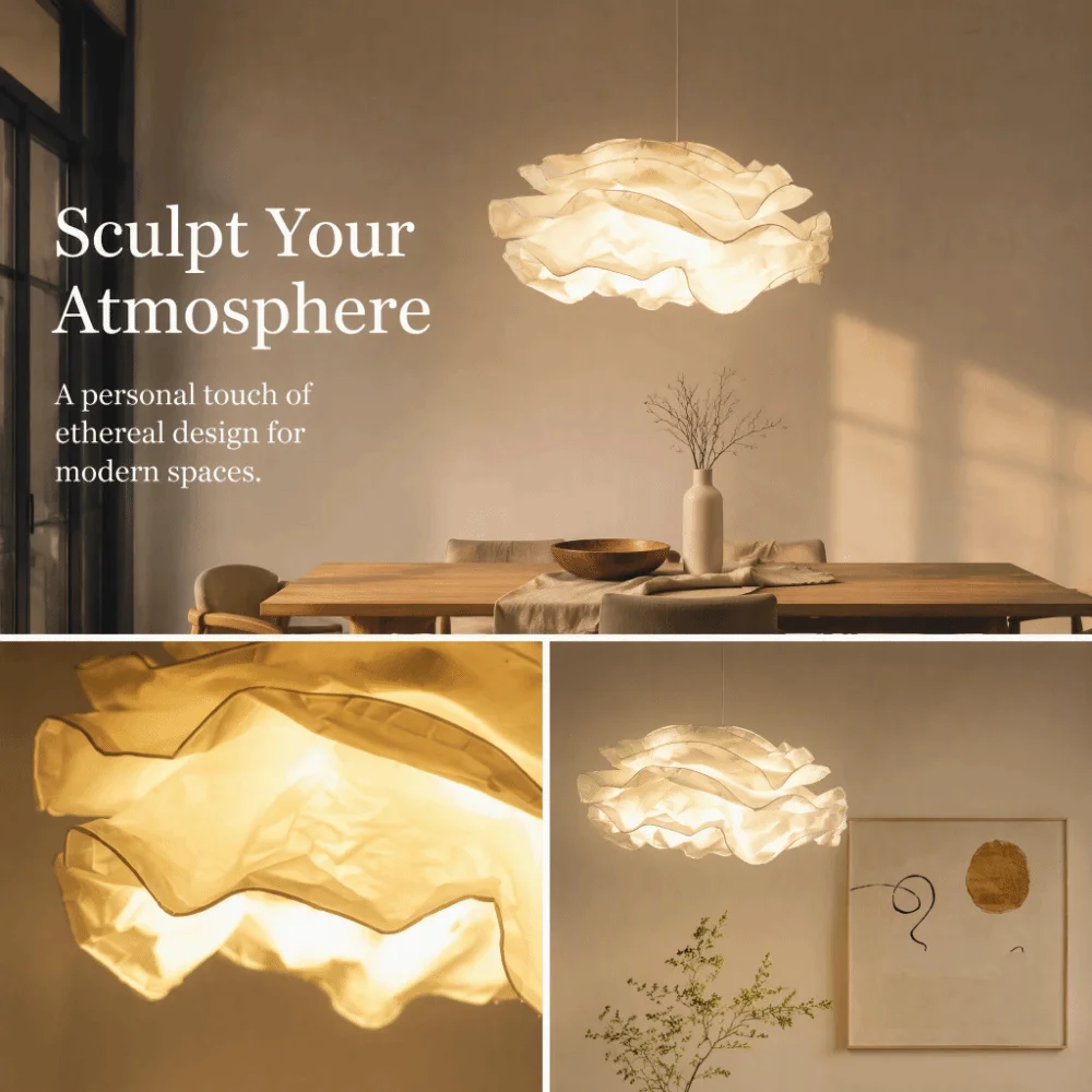 White Paper Lamp Shade Modern Design Flower Shape Cloud Lamp Shade Art DIY Handcrafted Style Chandelier Decor Home Use