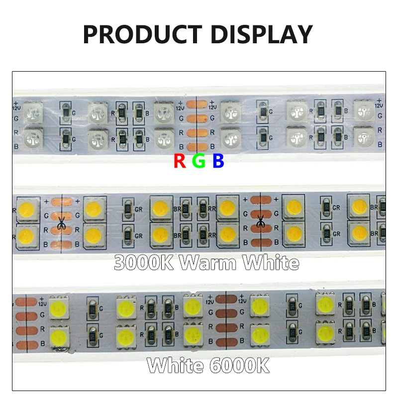 5M 600LEDs podwójny rząd elastyczna taśma LED na RGB SMD 5050 lampa DC 12V IP67 wodoodporna biała FPCB wyróżnij biały ciepły kolor światła Bar