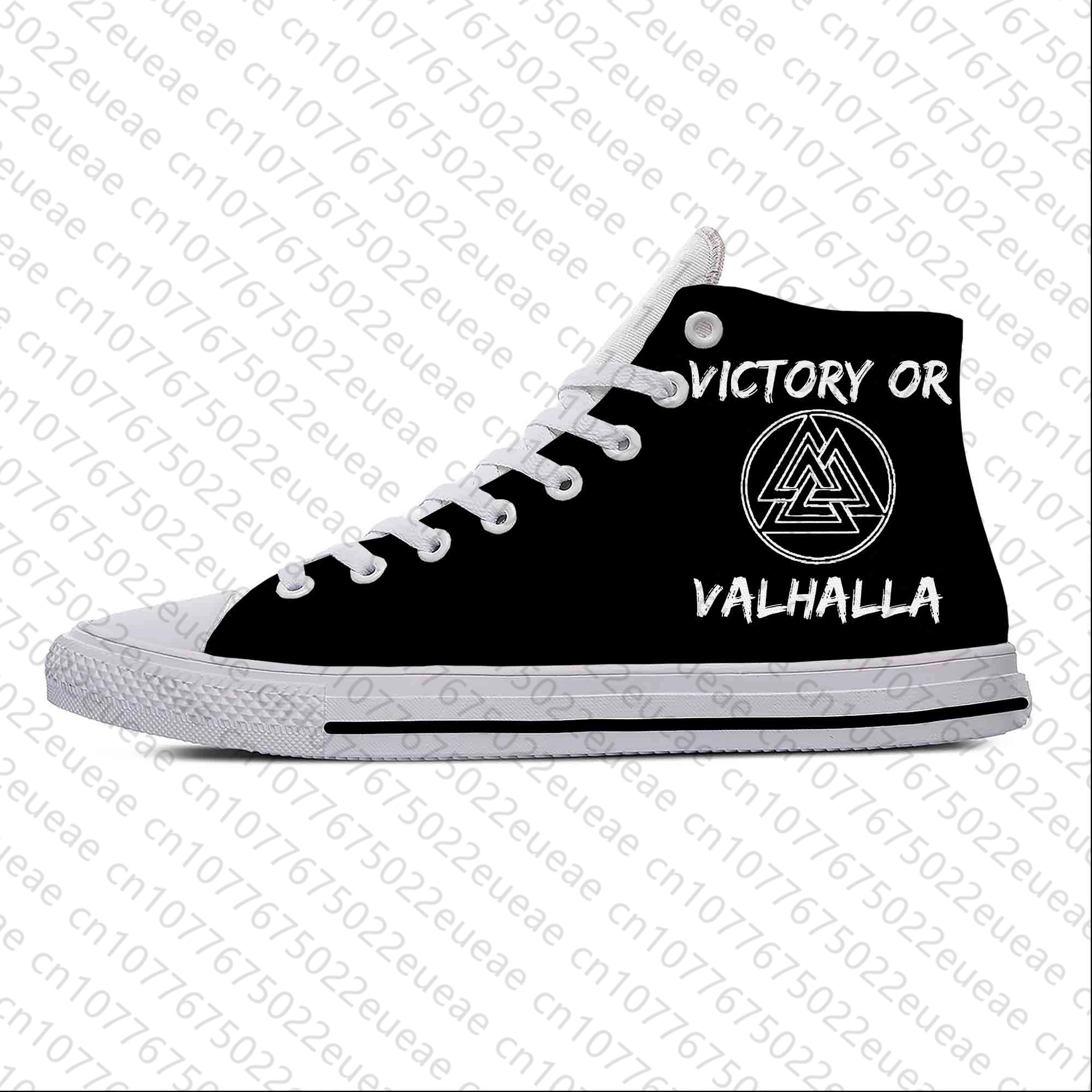 Victory Or Valhalla Odin Viking Legend Fashion Casual Cloth Shoes High Top Lightweight Breathable 3D Print Men Women Sneakers