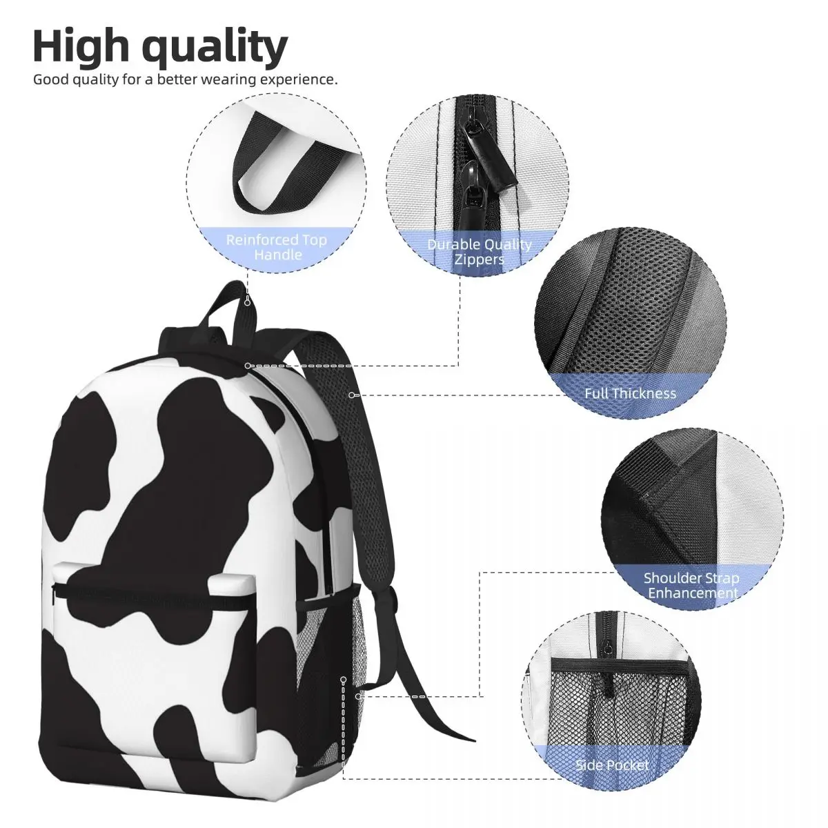 Cow Animal Print Cowboy Country Ranch Backpack Student BookBag Kids School Bag Computer Shoulder Bags for Men Women