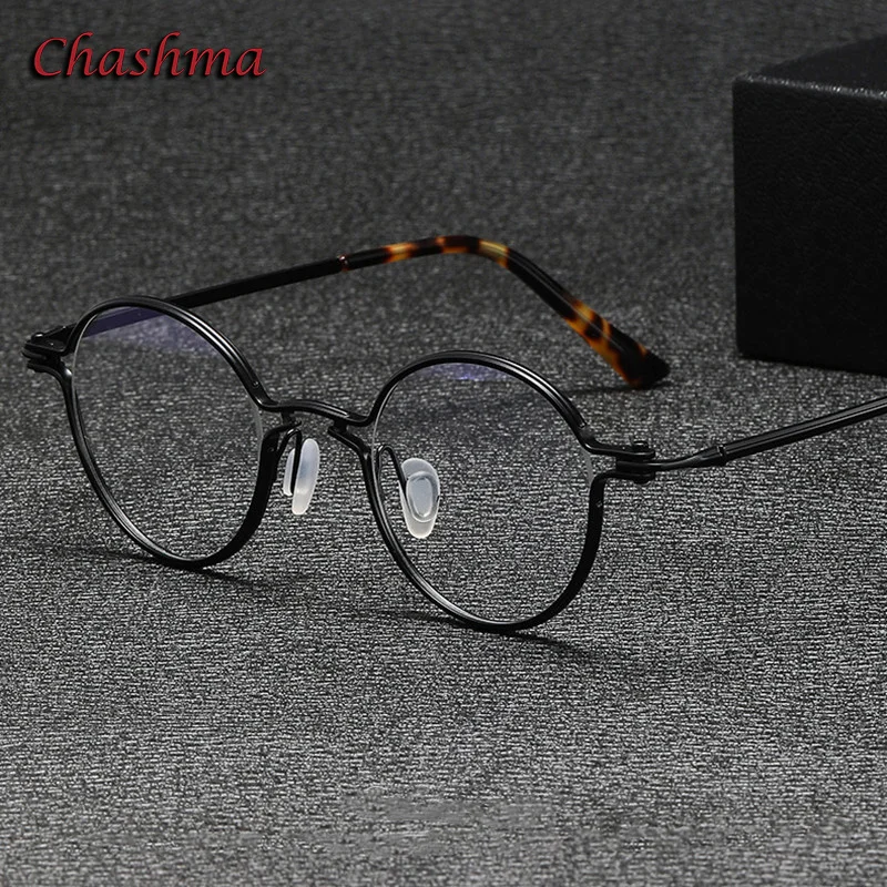 Chashma Prescription Glasses Frame for Myopia Presbyopia Lenses High Degree Round 46 mm Vintage Glasses Pure Titanium