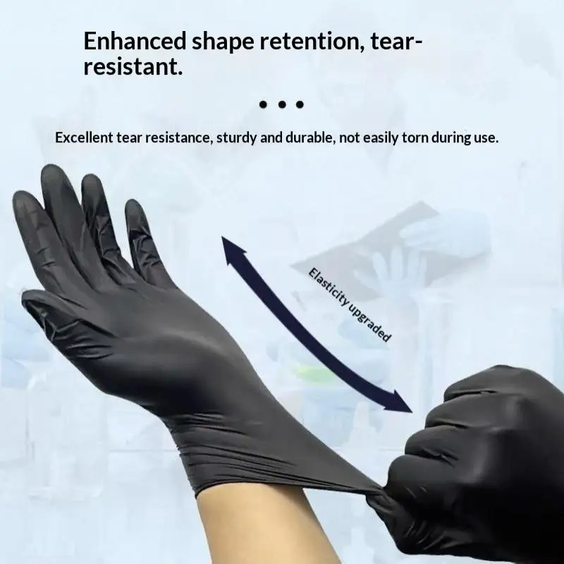 100Pcs Black Composite Nitrile Disposable Gloves Oil Proof Waterproof Protective Gloves For Beauty Nail Auto Repair Cleaning