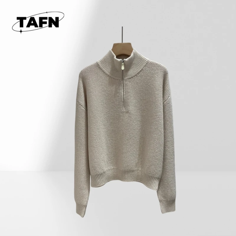 

24European and American style cashmere warm casual women's sweater super thick warm comfort simple short zipper comfort AC3014