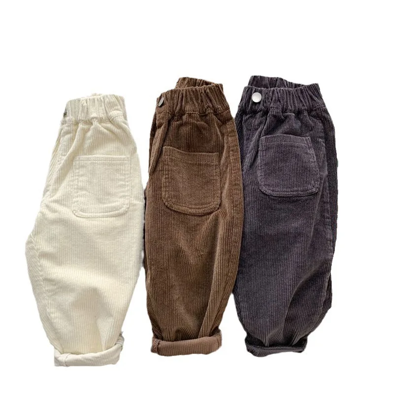 New Spring Autumn Kids Pants 2-7T Simple Style Boys and Girls Loose Corduroy Trousers Baby Clothing Children Pants Outdoor Wear view 5