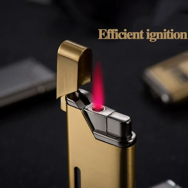 2024 New Metal Outdoor Windproof High Fire Butane Gas Cigar Lighter Portable Portable Portable Turbo Torch Lighter Men\'s Gift