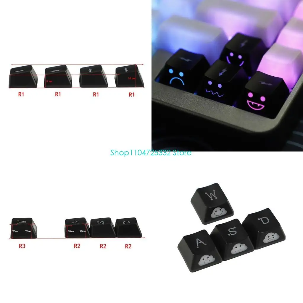

P5EA PBT Keycaps Backlit Translucent Keycaps for Mechanical Keyboard Durable ABS Keycap Upgrade Set Keyboard Accessories