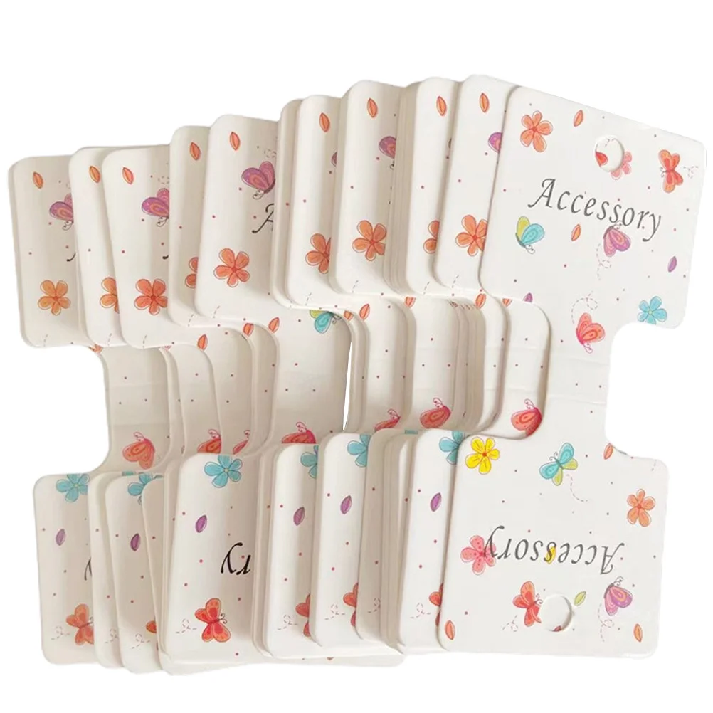 200 Pcs Cartoon Packaging Card Hair Ribbon Jewelry Display Holder Bow Cards Hairpin Barrettes for Store Board Paper Tie