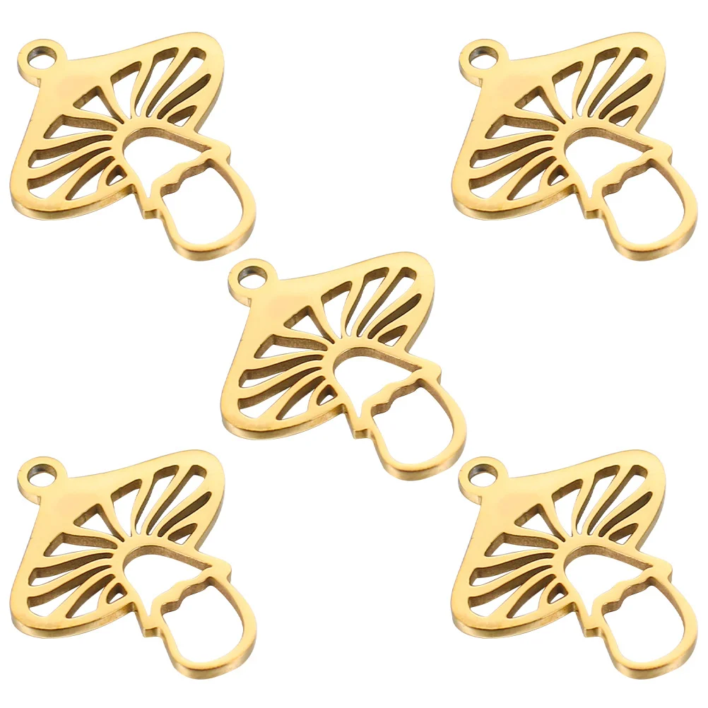 

5Pcs Stainless Steel Mushroom Pendant Charm Compact Lightweight DIY Necklace Craft Supply Decorative Jewelry Making Accessory