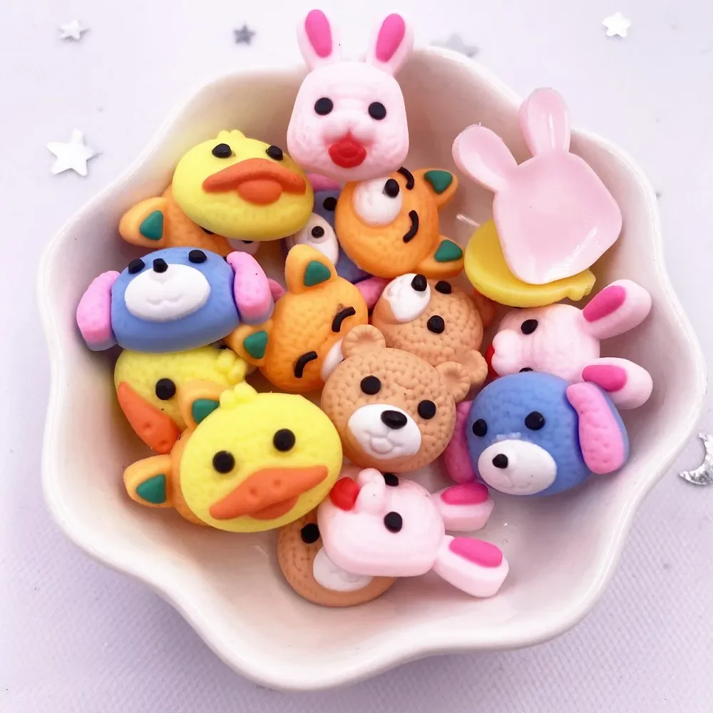 20 قطعة بولي كلوريد الفينيل الملونة Kawaii الكرتون الدب الكلب بطة الثعلب الأرنب فلاتباك لينة الغراء سجل القصاصات التماثيل ديكور DIY بها بنفسك مجوهرات ديكور الحرف