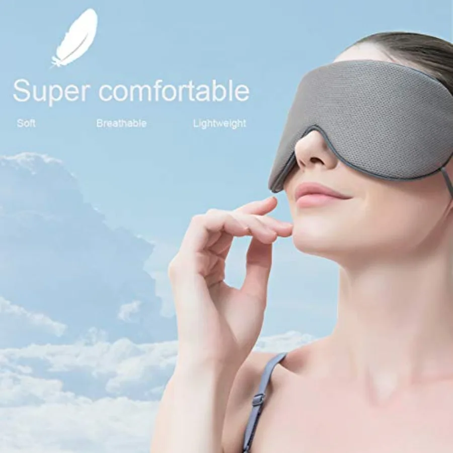 Sleep Mask, Sleep Aid Super Soft Air Eyes Pillow, Milk Silk and Warm Cloth Sides, Adjustable Slip Hold Strap to Ears - Beige +