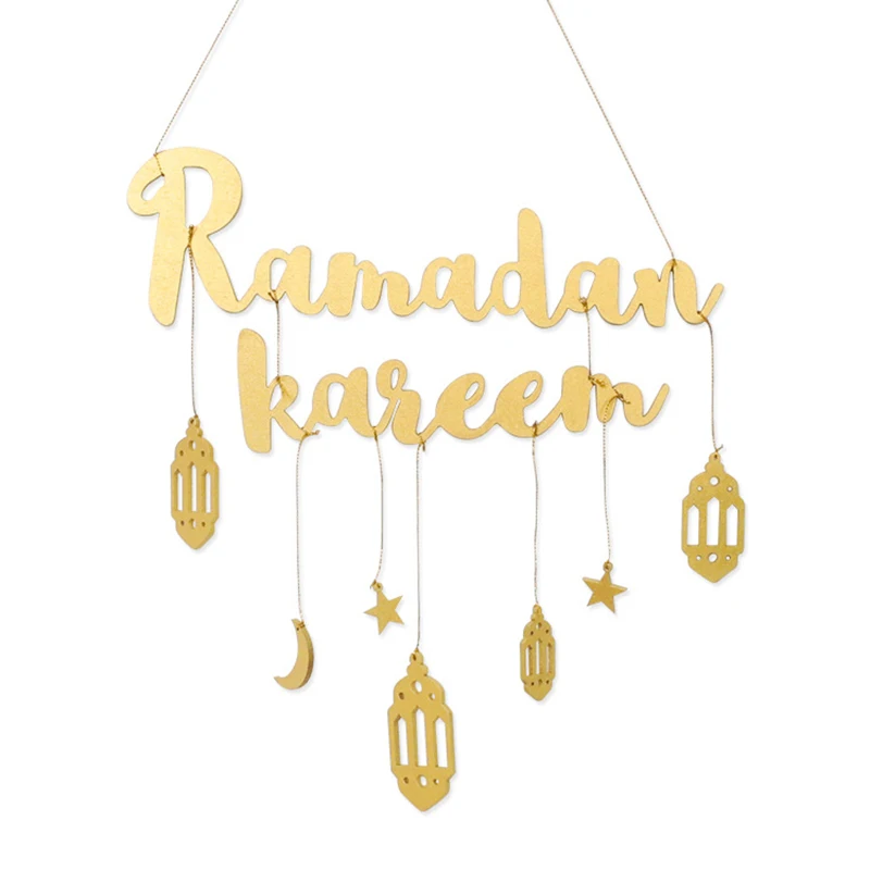 Ramdan Kareem Letters Wooden Ornaments Eid Door Banner Ramadan Decoration Eid Decorations