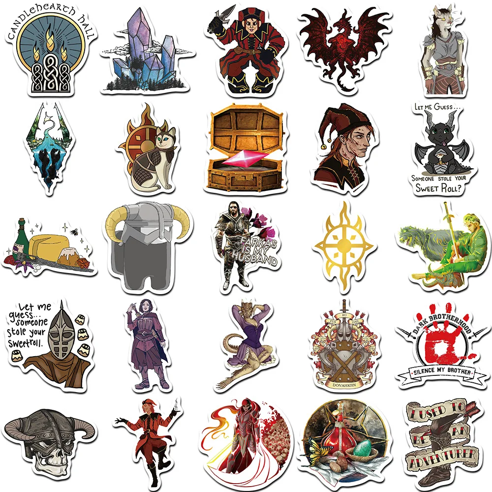 10/30/50Pcs Popular Games skyrim Stickers For Snowboard Laptop Luggage Car Fridge DIY Styling Vinyl Home Decor Stickers