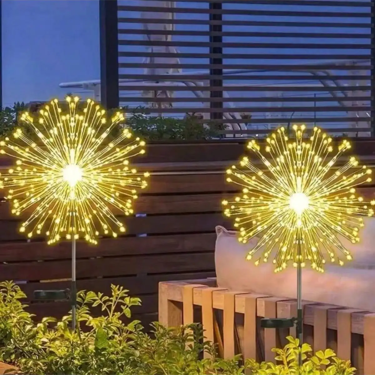 Solar Firework Lights Outdoor 2 Pack, 120LED Solar Starburst Garden Lights with 8 Modes,Waterproof Decorative Fairy Light for Backyard, Garden, Patio & Lawn Landscape Decor