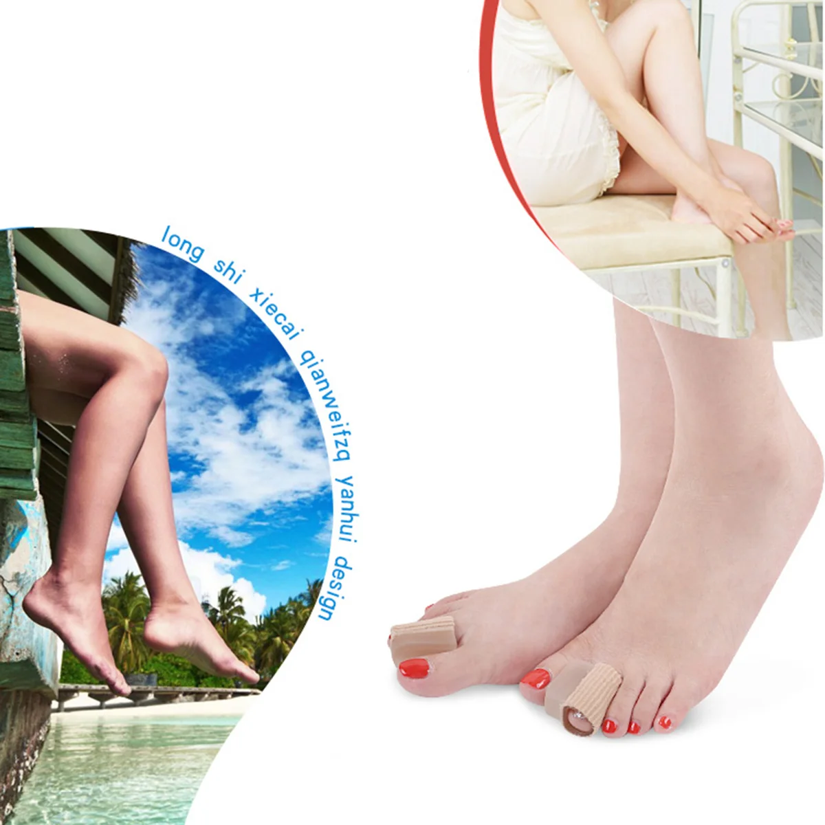 

Pinky Toe Separators Khaki Color Design Stay in Place Transparent Nylon Toe Spacers for Overlapping Bunions Hammer Toes