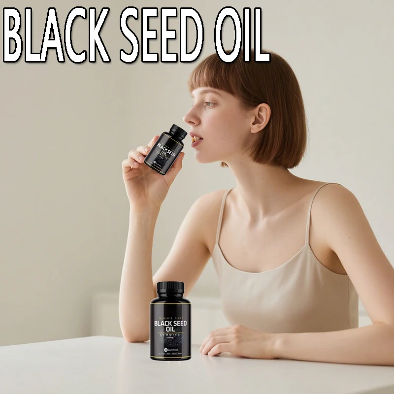 

1 bottle black seed oil gummy candy supplements nutrition improves skin health enhances immunity relieves pain is a health food