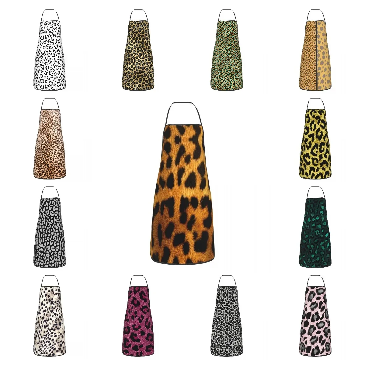 Funny Cheetah Leopard Spot Apron for Women Men Unisex Bib Cute Animal Cooking Kitchen Tablier Cuisine Chef Painting