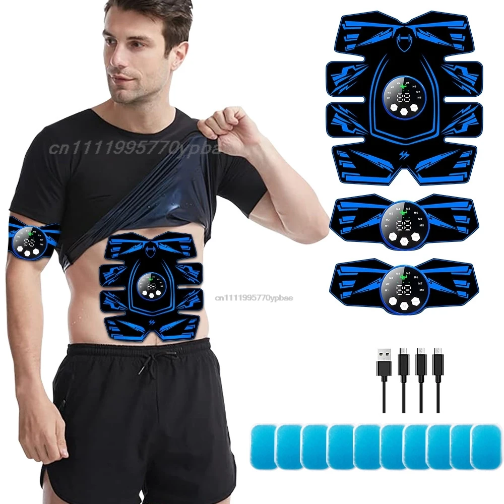 Portable EMS Ab Stimulator Abs Trainer Waist Belt for Home Use 8-Pack Toning with Remote Fitness Equipment