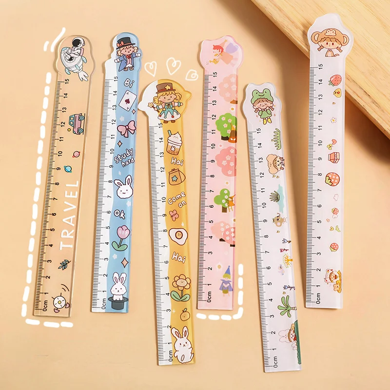 

1 Piece Cute Kawaii Stationery Cartoon Drawing Gift Office School Cute Straight Plastic Ruler