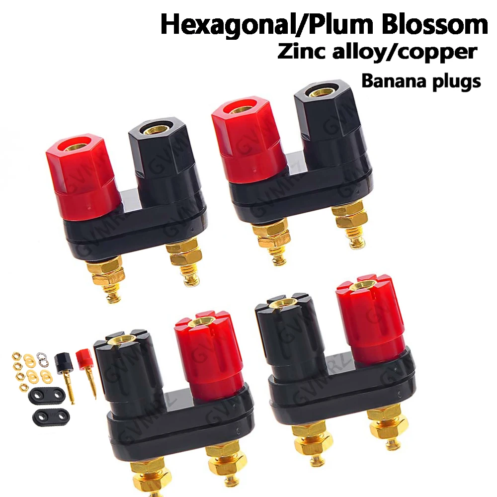 1PCS Red Black Banana plugs Couple Terminals Connector Amplifier Terminal Binding Post Banana Speaker Plug Jack copper 