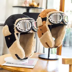 Fashion Winter Pilot Lei Feng Hat Warm Thickened Canvas Hat Cashmere Eye Protection Skiing Hat