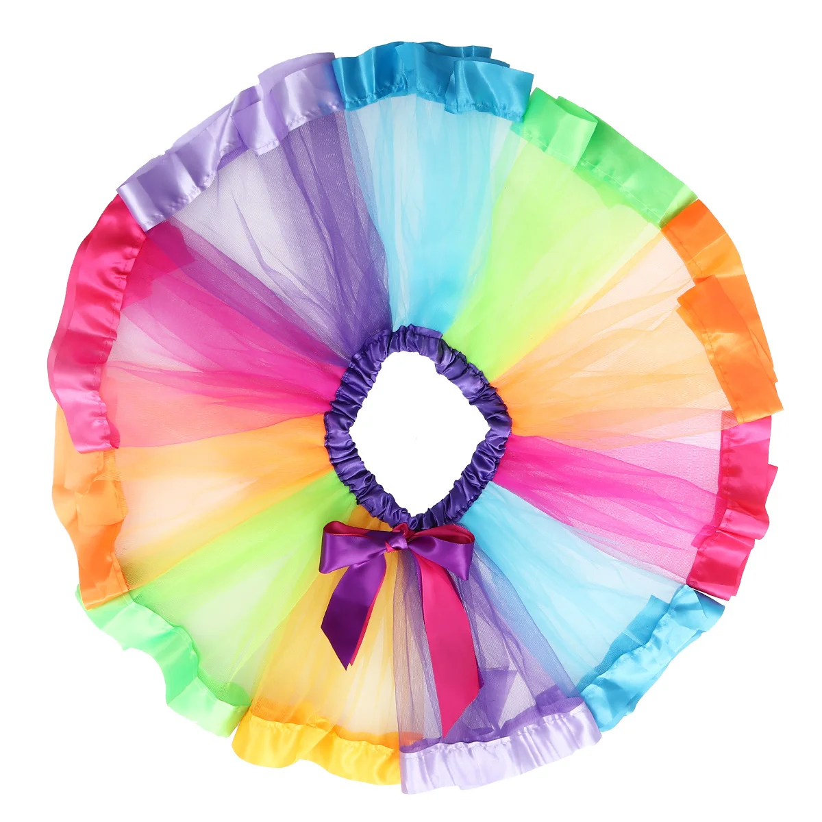 

Girls Layered Rainbow Tutu Skirt Ruffle Tiered Dance Performance Dress Size M 4-6 Years Costume Princess Gift Daily