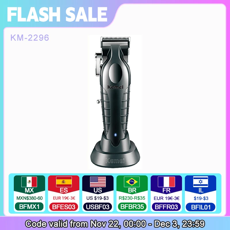 Kemei Professional Hair Clippers for Men Cord/Cordless Hair Cutting Kits Hair Beard Trimmer T Blade Barber Clippers KM-2296