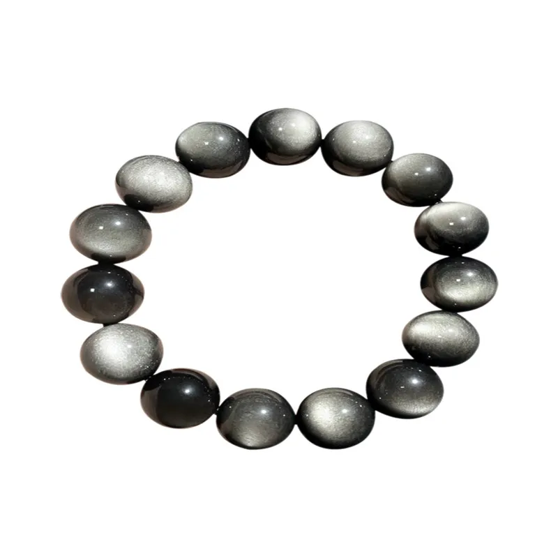 Natural crystal eyes silver obsidian bracelet domineer men and women cat eye lucky transfer obsidian couple bracelet