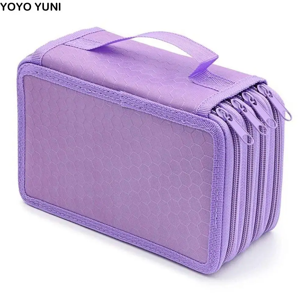 

2/3/4 Layers Colored Pencil Bag 32/52/75 Holes Large Capacity Pencils Case Square Painting Storage Holder Pen Pouch
