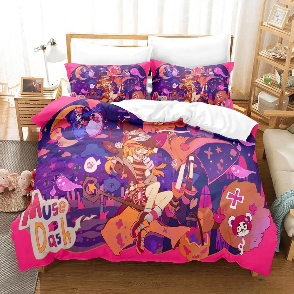 New Anime Game Muse Dash Bedding Set Single Twin Full Queen King Size Bed Set Adult Kid Bedroom Duvet cover Sets Home Textiles