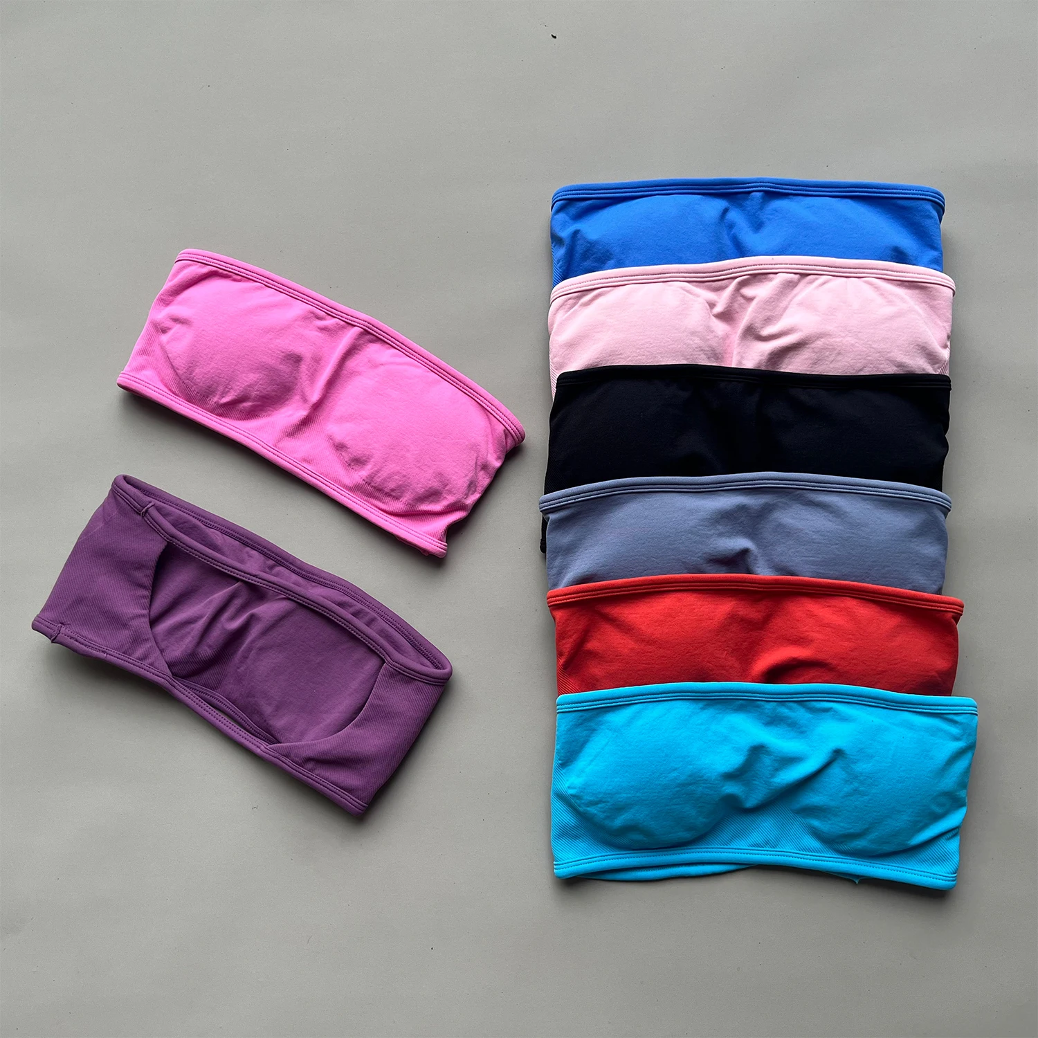 

NO LOGO Backless Bandeau Sports Bra Gym Women Top Crop Tube Yoga Tops Halter Sports Seamless Bras Scrunch Workout Yoga Tank