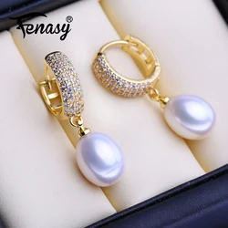 FENASY 925 Sterling Silver Drop Earrings Natural Freshwater Pearl Earrings For Women Handcrafted Fashion Anniversary Gift