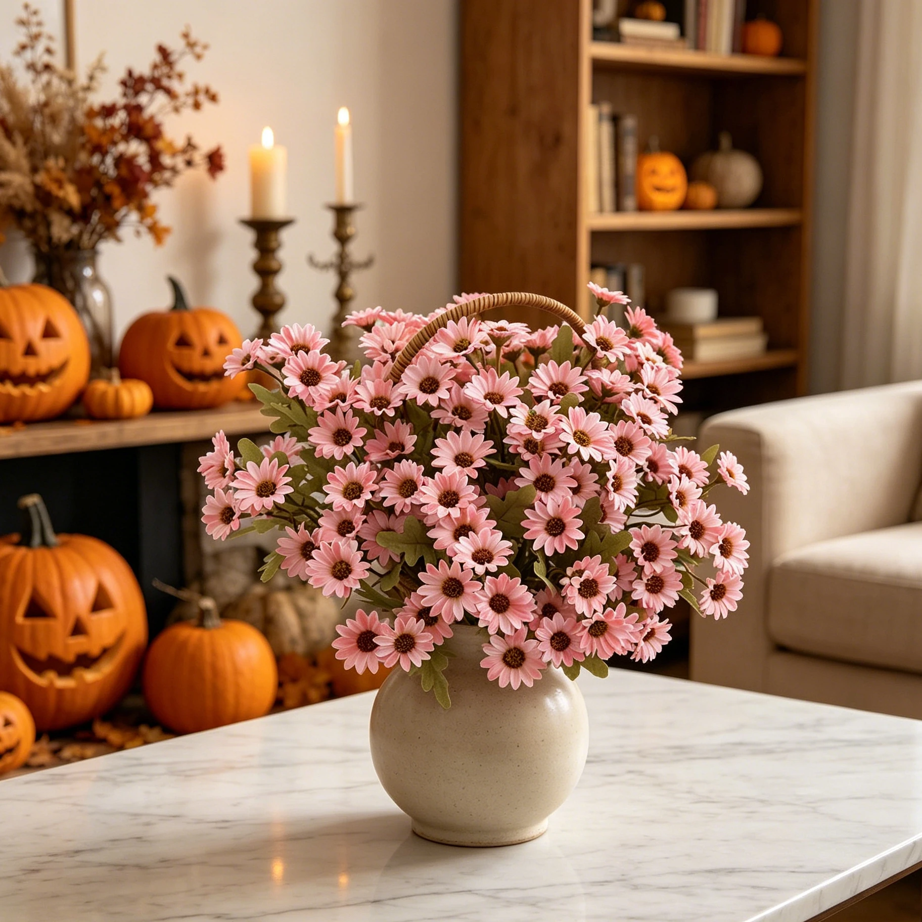 2/4 Stück Künstliche Blumen Seiden-Gänseblümchen Tischdekoration für Festivals, Hochzeiten, Zuhause, Herbst, Halloween, Dekoration für Garten, Fenster, DIY-Geschenke – Detail 3