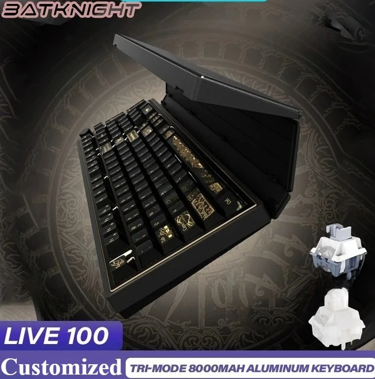 

BATKNIGHT Live100 Tri-Mode Mechanical Keyboard Intelligent Flip-Top Hand Rest Customized Aluminum Alloy Gaming Office Laptop PC