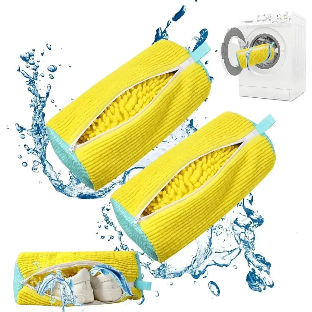 Durable Shoe Washing Machine Bag for All Shoe Types-Yellow with Blue Zipper,Ideal for Sneakers and Casual Shoes,Laundry Wash Bag