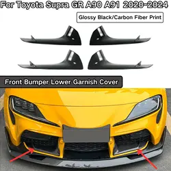 Front Bumper Lower Garnish Cover For Toyota Supra GR A90 A91 2020-2024 Air Vent Cover Auto Accessories Body Kit Glossy Black