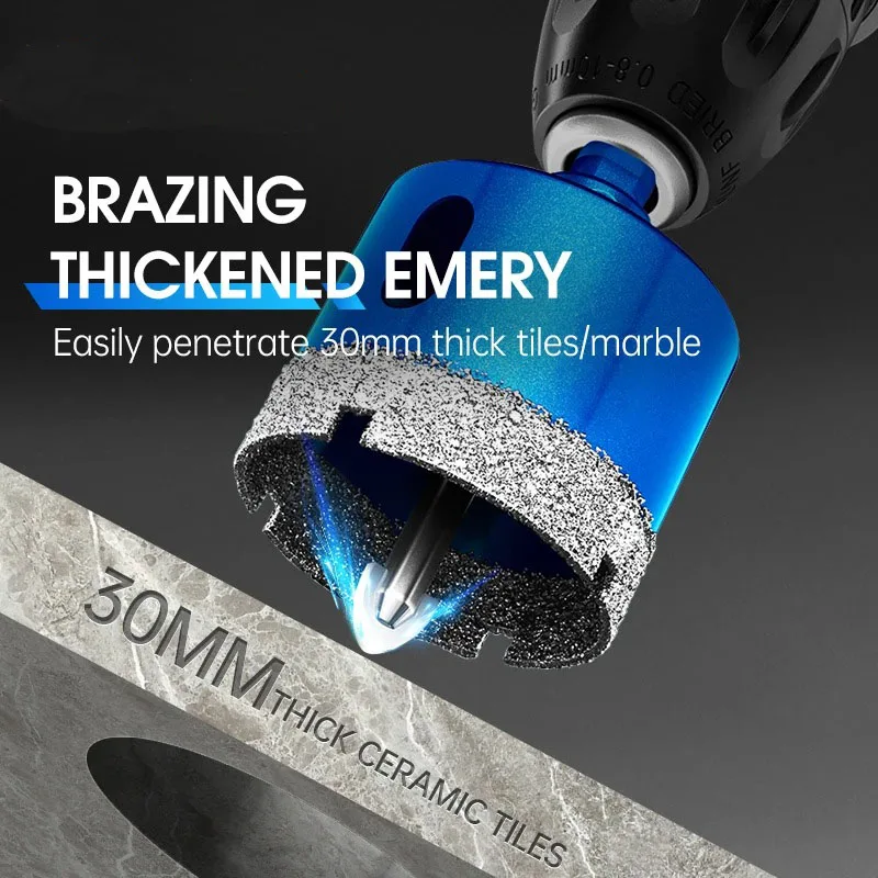 8個入り 6-45mm ダイヤモンドコーティングドリルビットセット セラミックタイルホールソー ガラス、大理石、花崗岩、石、磁器用ポジショニングドリル付き